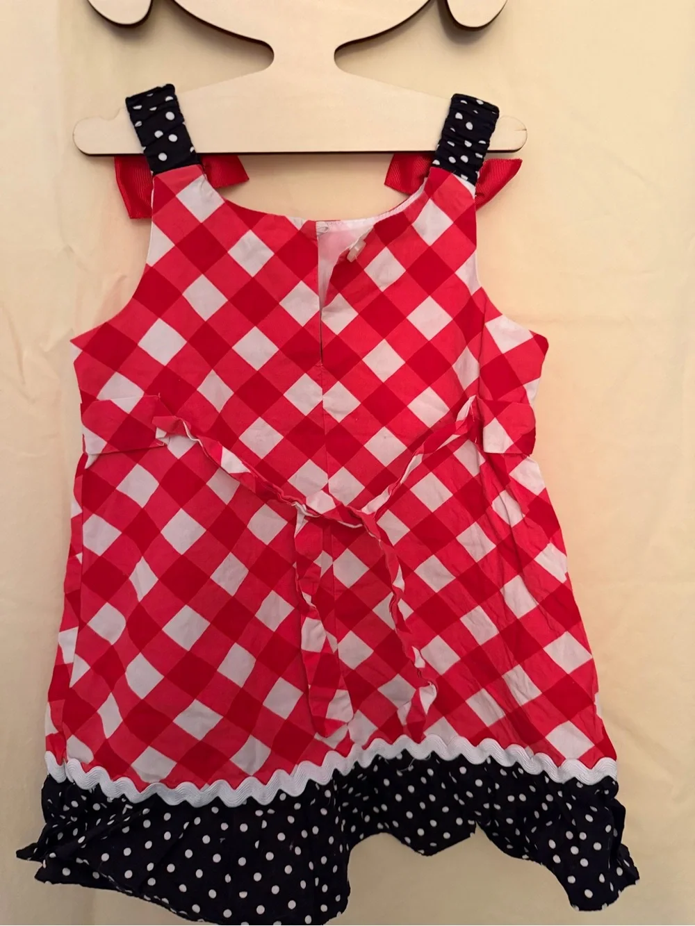 Healthtex Red & White Checkered Sun Dress With Lady Bug Appliqué. Sz 3